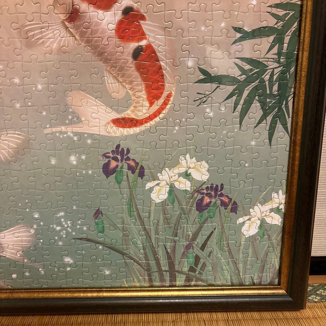 鯉と富士山のパズルアート　日本画　アート　額入り