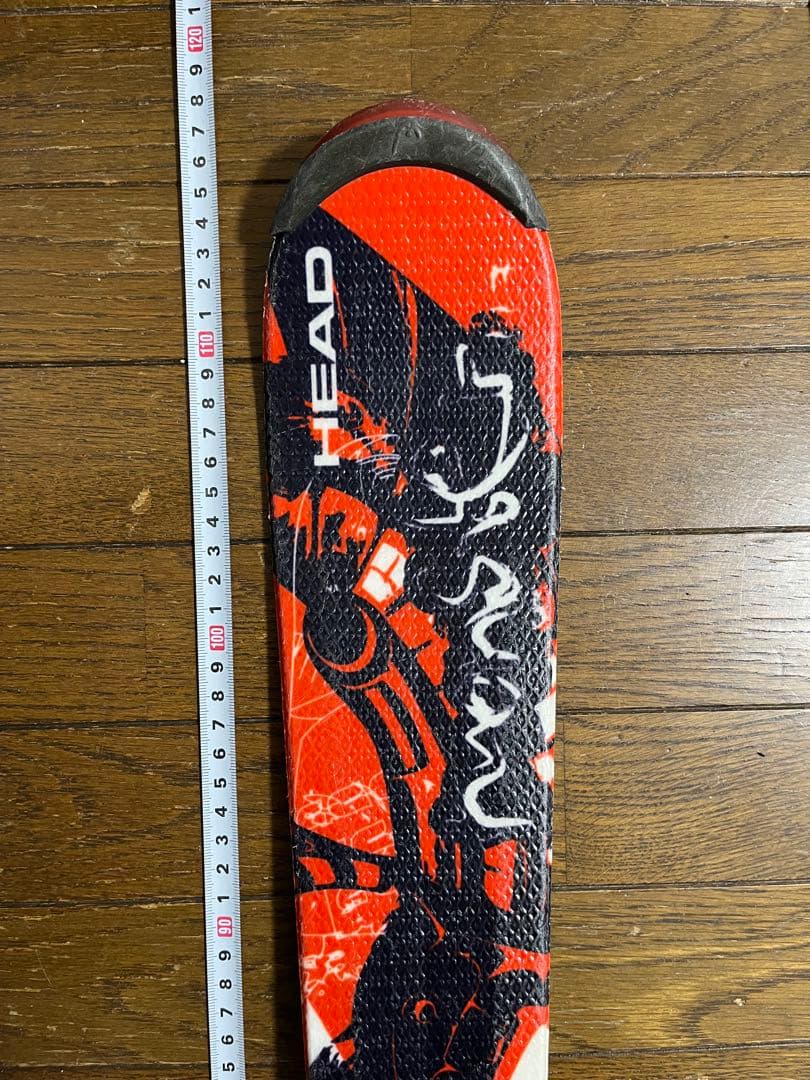 HEAD スキー板 赤色　117センチ　ストック•ブーツ付