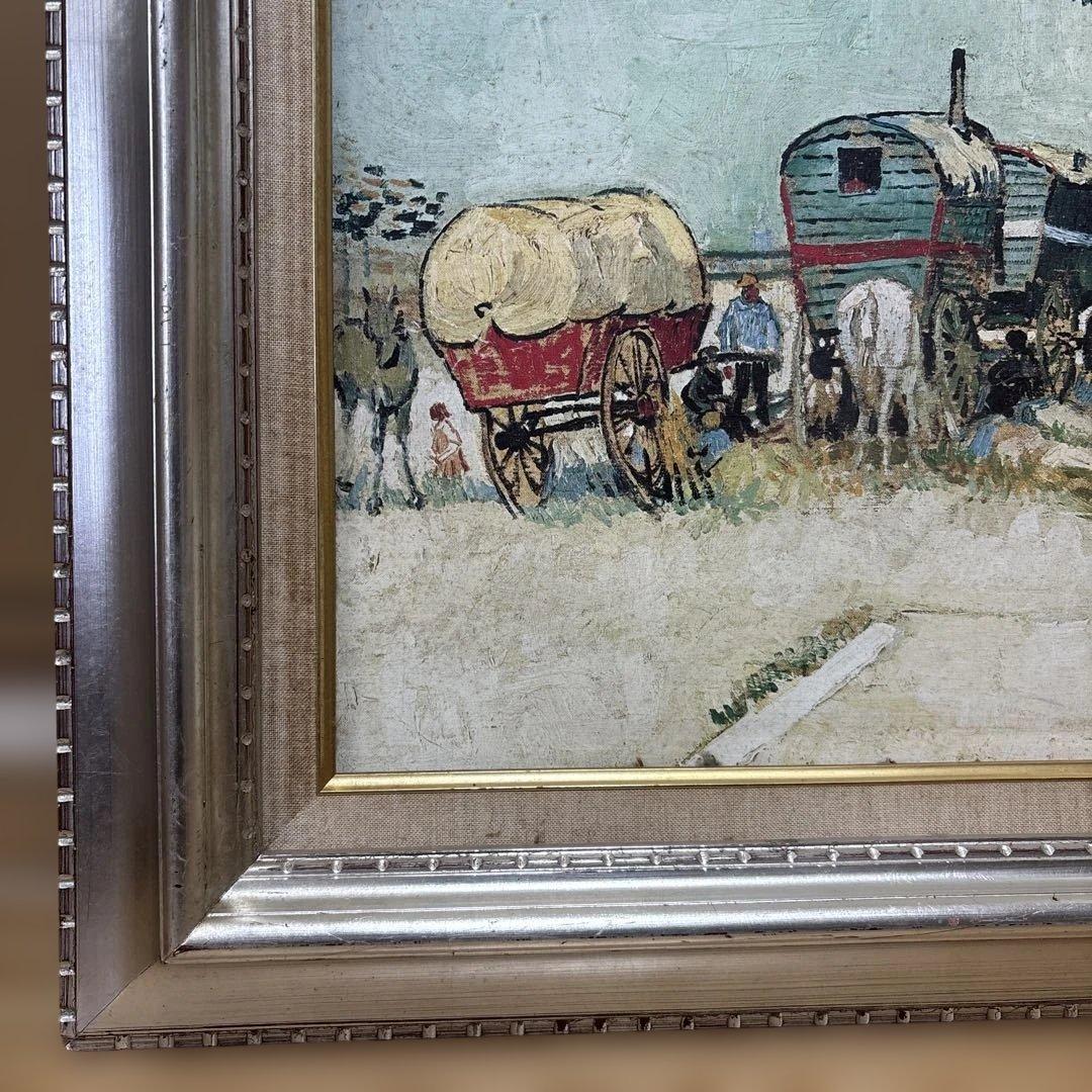 家馬車・ジプシーの野営　フィンセント・ファン・ゴッホ　額縁あり　複製画