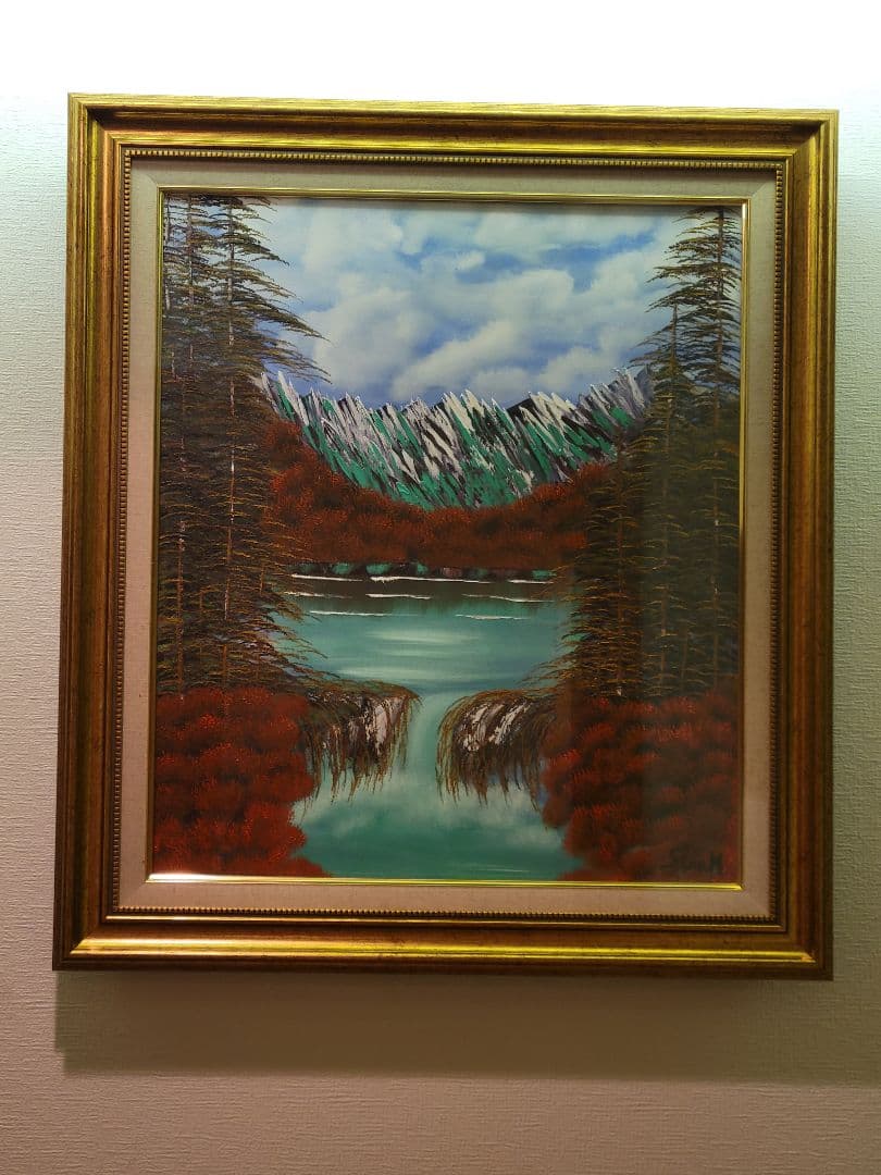 絵画 Mountain Waterfall