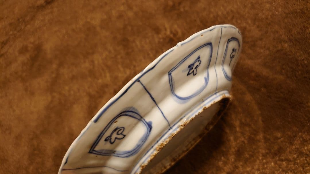 古染付　李朝　古玩　芙蓉　中皿　１客