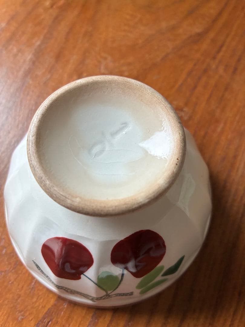 フランス　アンティーク　カフェオレ　ボウル　さくらんぼ　陶器　サクランボ