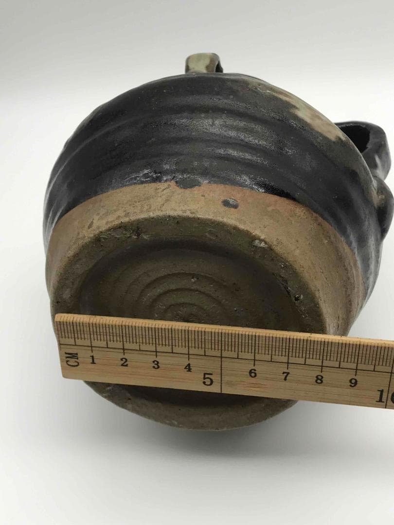 唐時代　黒釉鉄斑壺　双係瓶　水注　水差し　水指　海鼠釉　時代物(A-50)