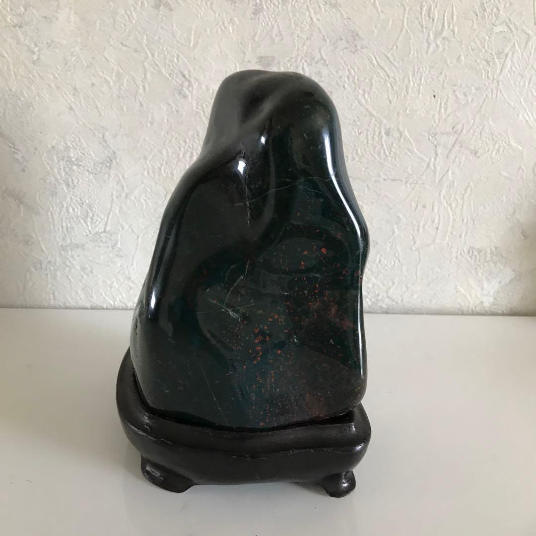 鑑賞石　石台つき　ブラッドストーン