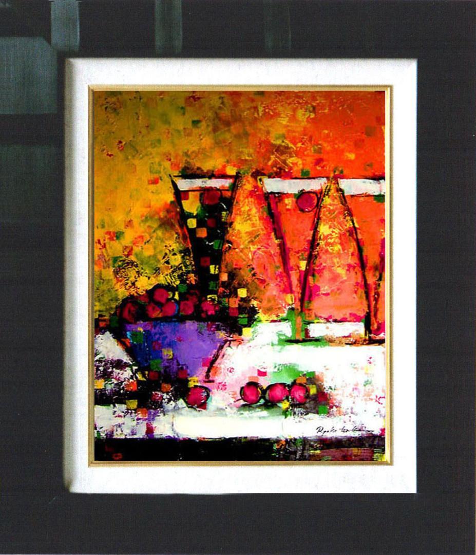 油絵 菅家令子 絵 絵画インテリア uF6-062804 静物 ワイン フルーツ