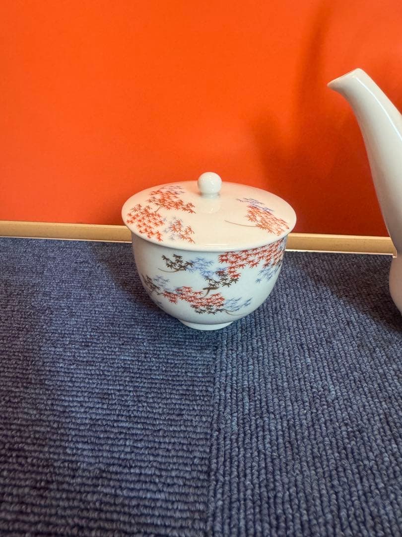 2027 深川製磁　梅文　急須1客　湯呑蓋付1客