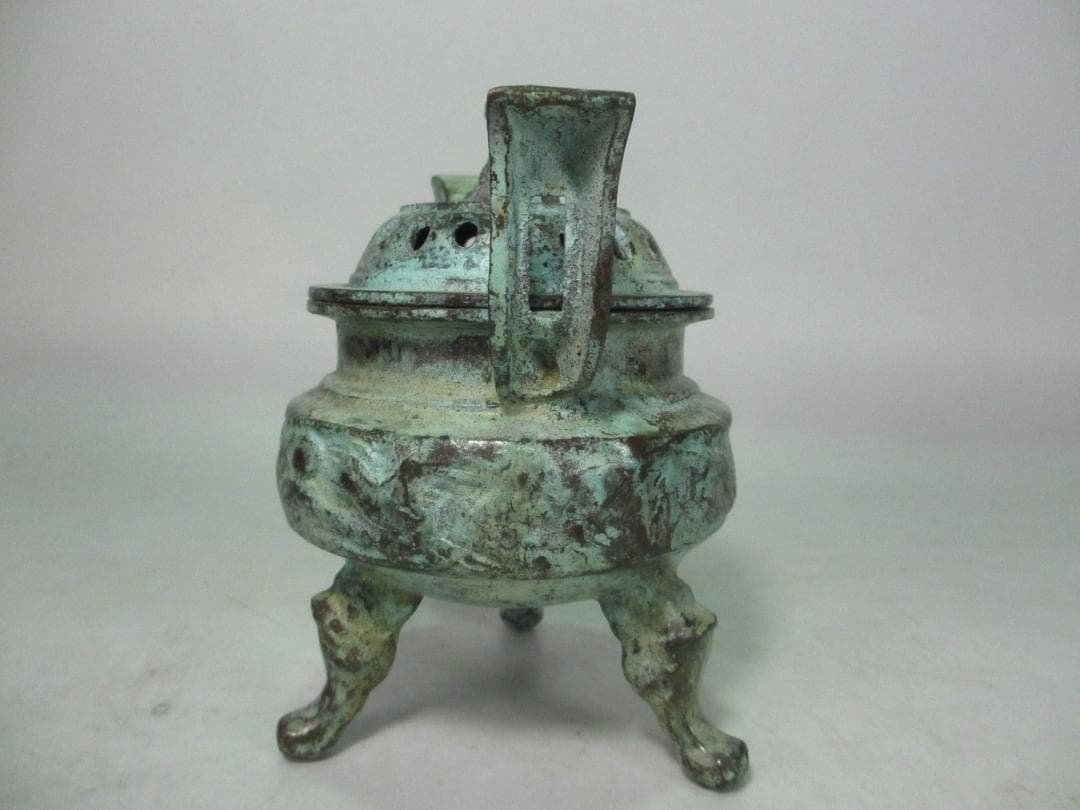 香炉　銅製　厚手　重量 約1050g　香道具　仏教美術　中国美術