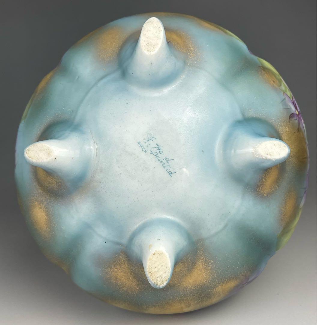 【希少】オールドノリタケ 焼き付け金彩 スミレ紋 花瓶 金釉の霧吹き 金彩ミスト