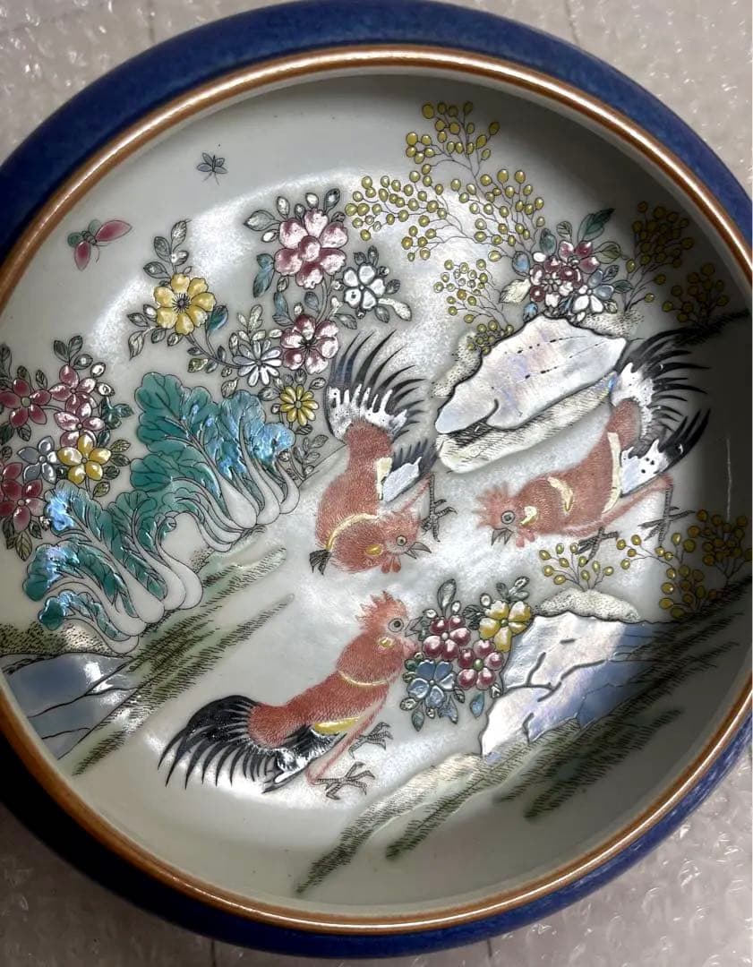 中国 骨董品 大清道光年製 筆洗 五彩鷄絵図 陶芸 古美術 。