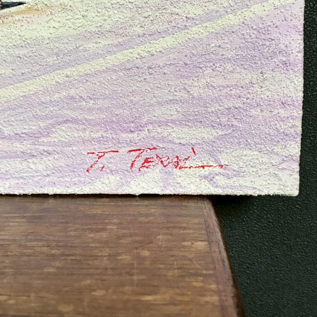 美品 寺井孝「角館の桜」キャンバスに油彩 10号 彩波会 二科展 枝垂れ桜 名品