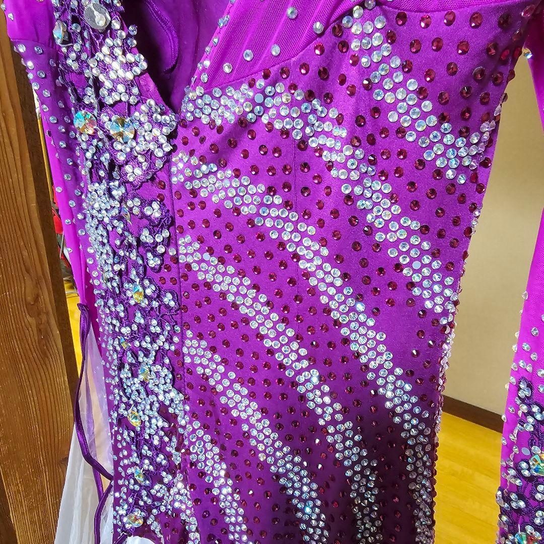 社交ダンス用ドレス 紫色 ビーズ装飾　1回着用