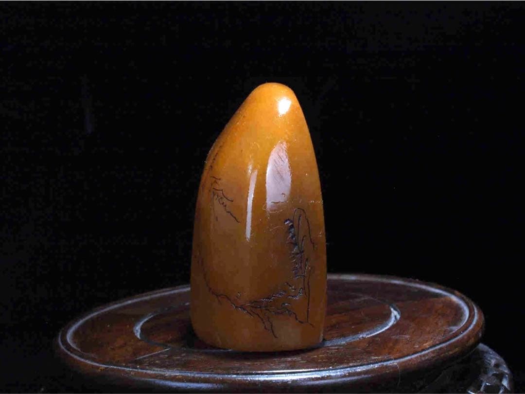 中国古い田黄石　置物　風景彫刻骨董品