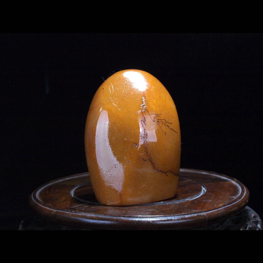 中国古い田黄石　置物　風景彫刻骨董品