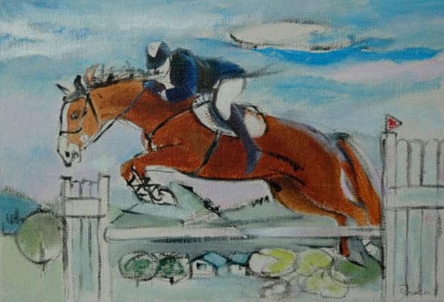 油絵 菅家令子 絵 絵画 インテリア F4-121712 乗馬 馬