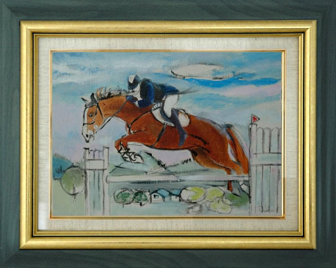 油絵 菅家令子 絵 絵画 インテリア F4-121712 乗馬 馬