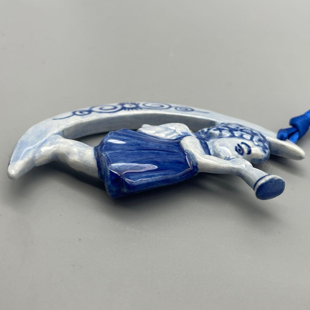 オランダ デルフト焼き 幸運を呼ぶ 月と天使の陶器