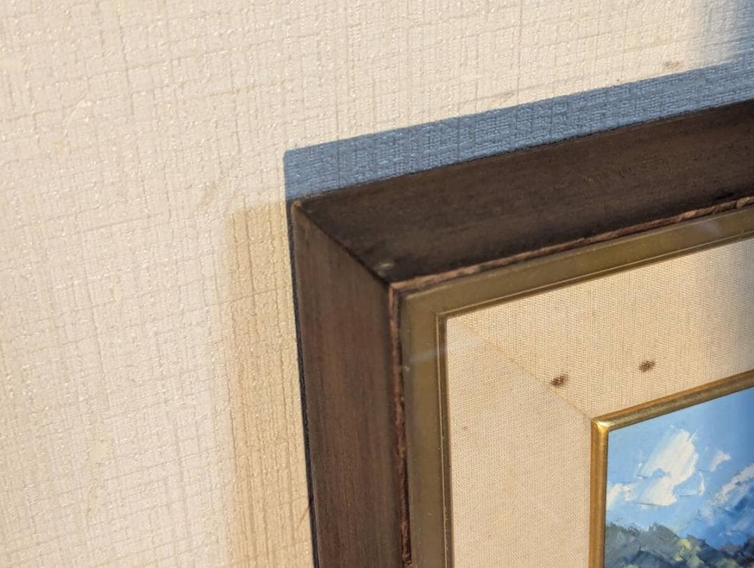 【真作】絵画　村岡清　油彩4号　遥かなる頂を望む渓谷風景　アルプスの朝　X147