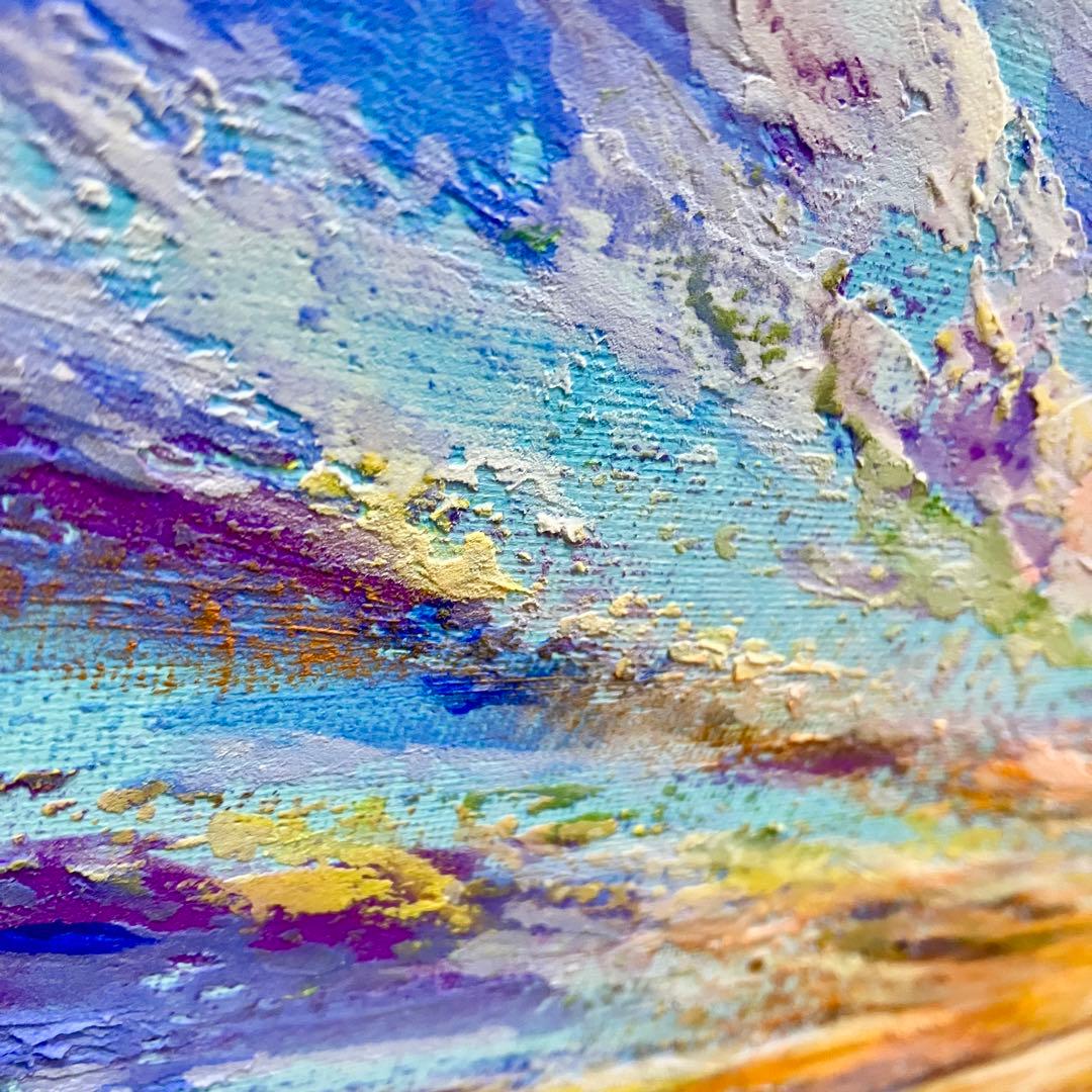 sunset＊絵画　原画　風景画　テクスチャーアート　海　夏　夕日　ハワイ　沖縄