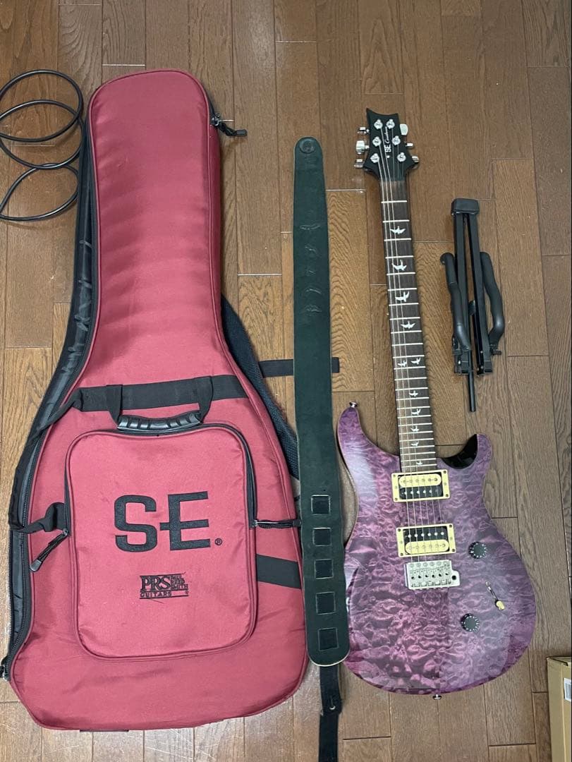 PRS SE custom24 パープル　純正ストラップ、ケース付き