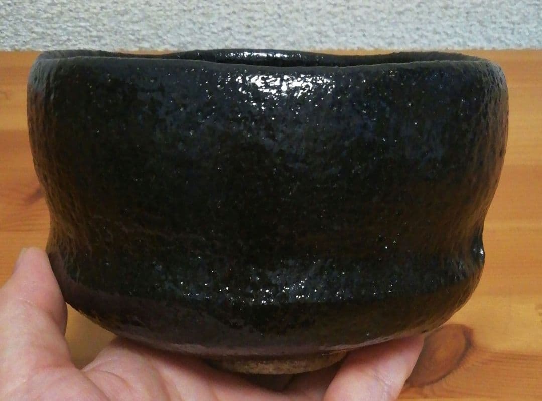 小川長楽(裕起夫)作　黒楽　茶碗　共箱　共布　茶道具