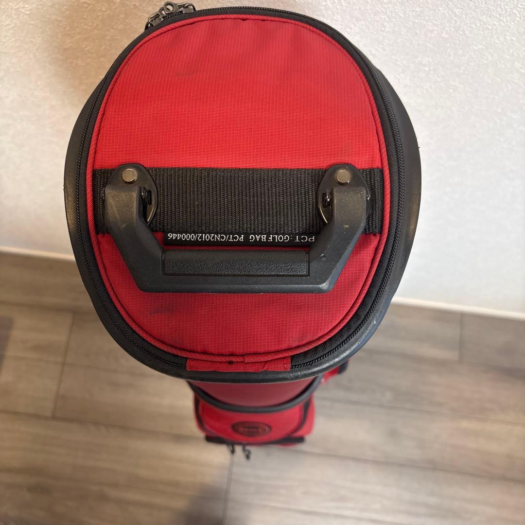 【USED】HELIX キャディバッグ レッド キャスター付き ゴルフバッグ
