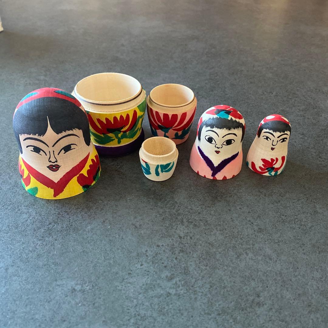 伝統こけし/肘折系こけし吉野誠二工人こけしマトリョーシカ3個組