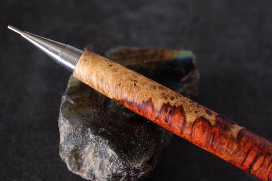 PG5木軸カスタム0187　高村杢工房 製図用シャープペンシル 極上 花梨瘤紅白