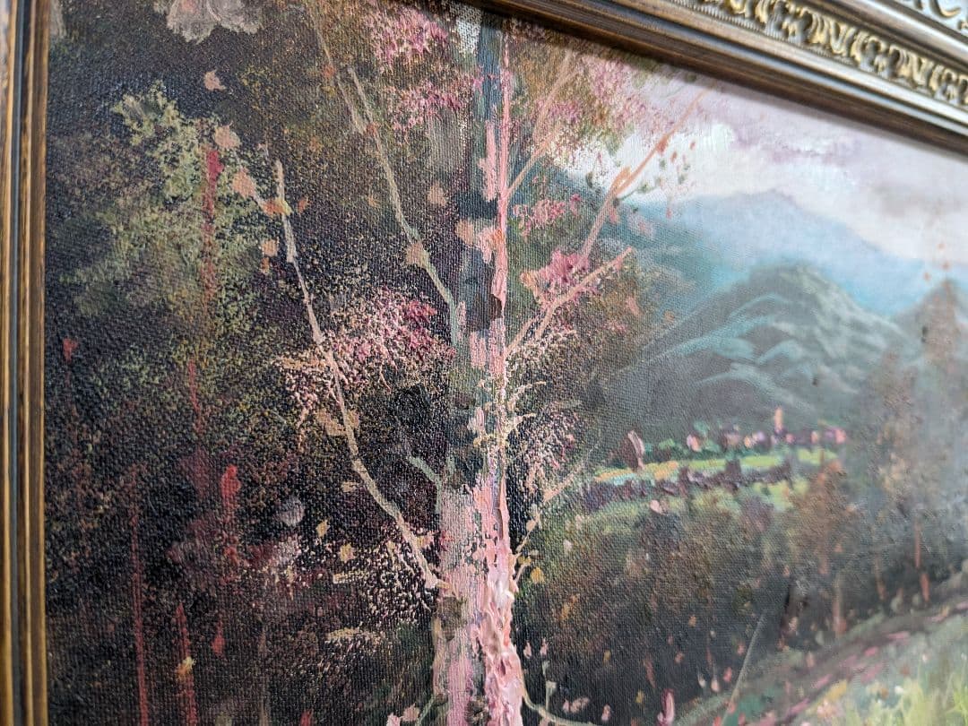 金縁　額縁　油絵　春　桜