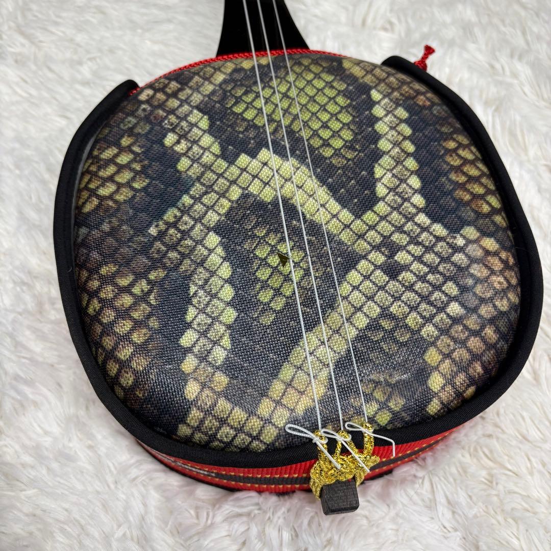 三線 沖縄 人工皮 民謡和楽器 付属品多数　ハードケース付き　蛇皮