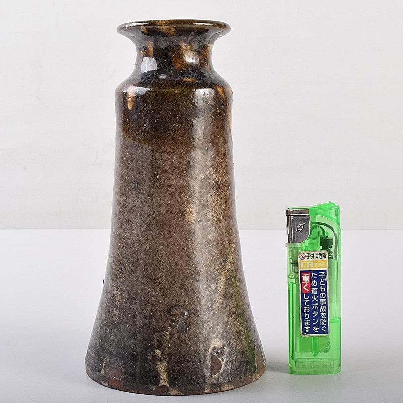 瀬戸焼　古瀬戸　織部　筒瓶　花瓶　時代箱　V　R7607
