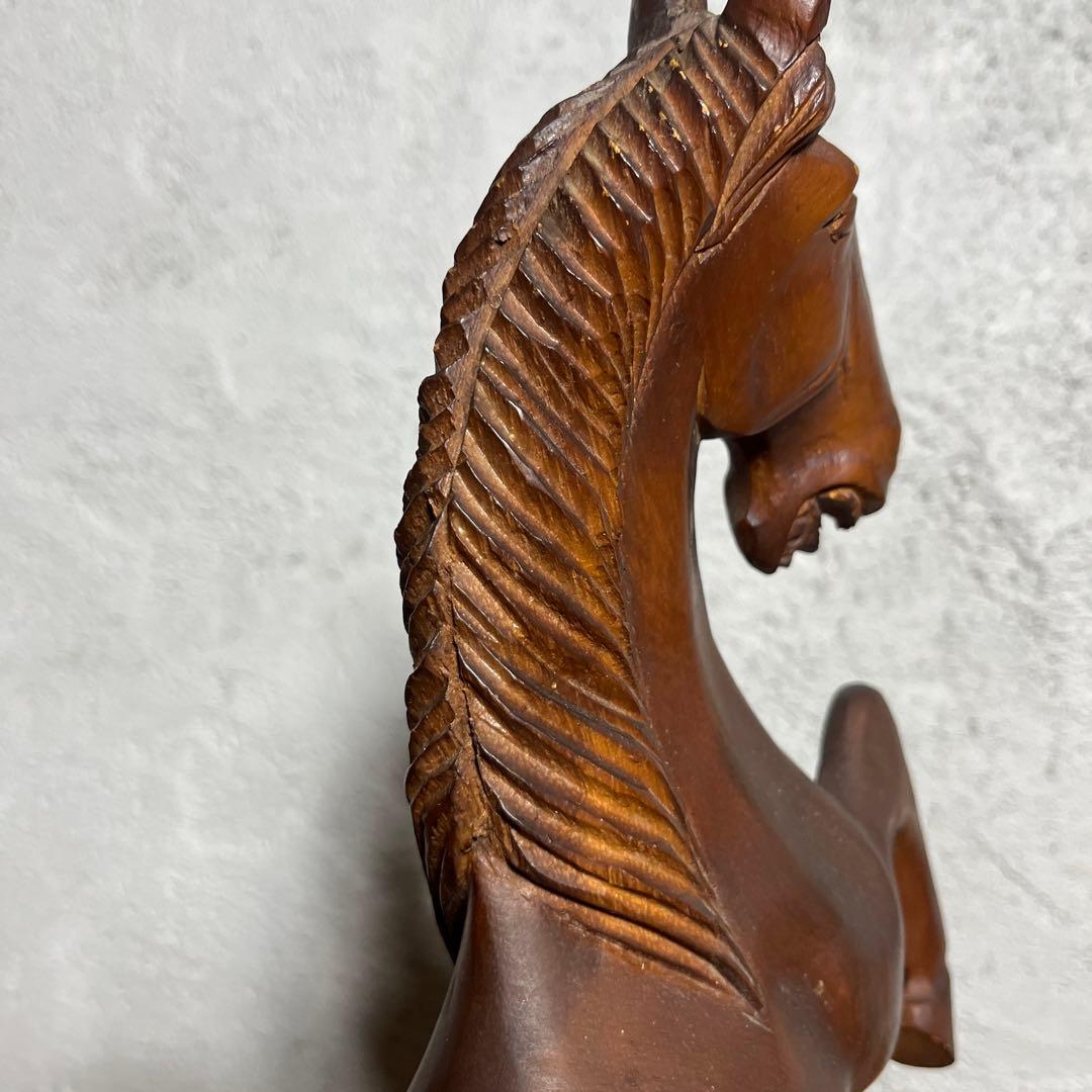ヴィンテージ 木彫り 馬像 立ち馬 大型オブジェ インテリア 高さ45cm
