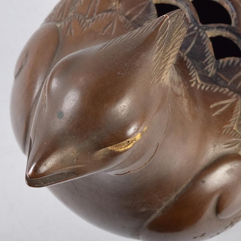 加州金岡宗幸作　鋳銅製　鳳凰香炉　共箱　G　R9516B