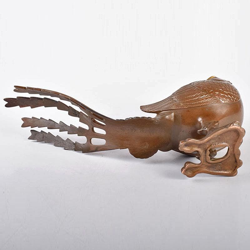 加州金岡宗幸作　鋳銅製　鳳凰香炉　共箱　G　R9516B