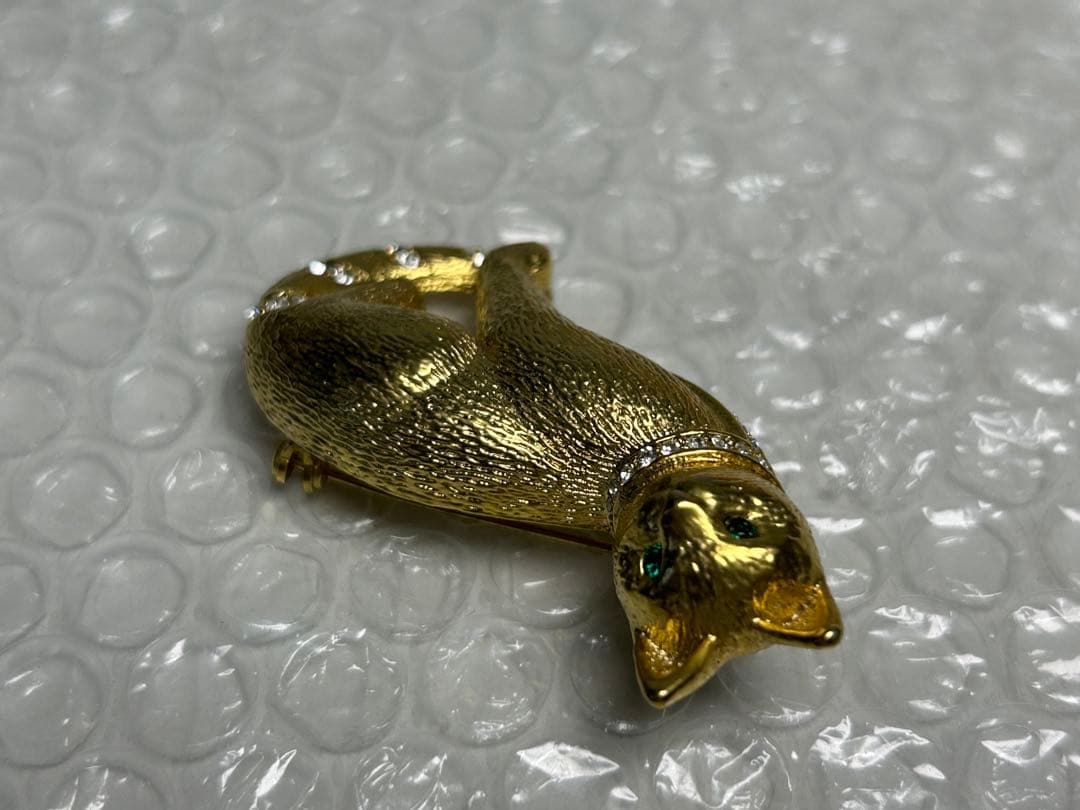 サインなしクリスタルラインストーン 子猫 ブローチピン