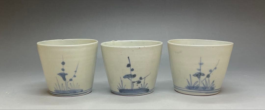 古伊万里　初期伊万里　松竹梅　蕎麦猪口　3客　Ka492