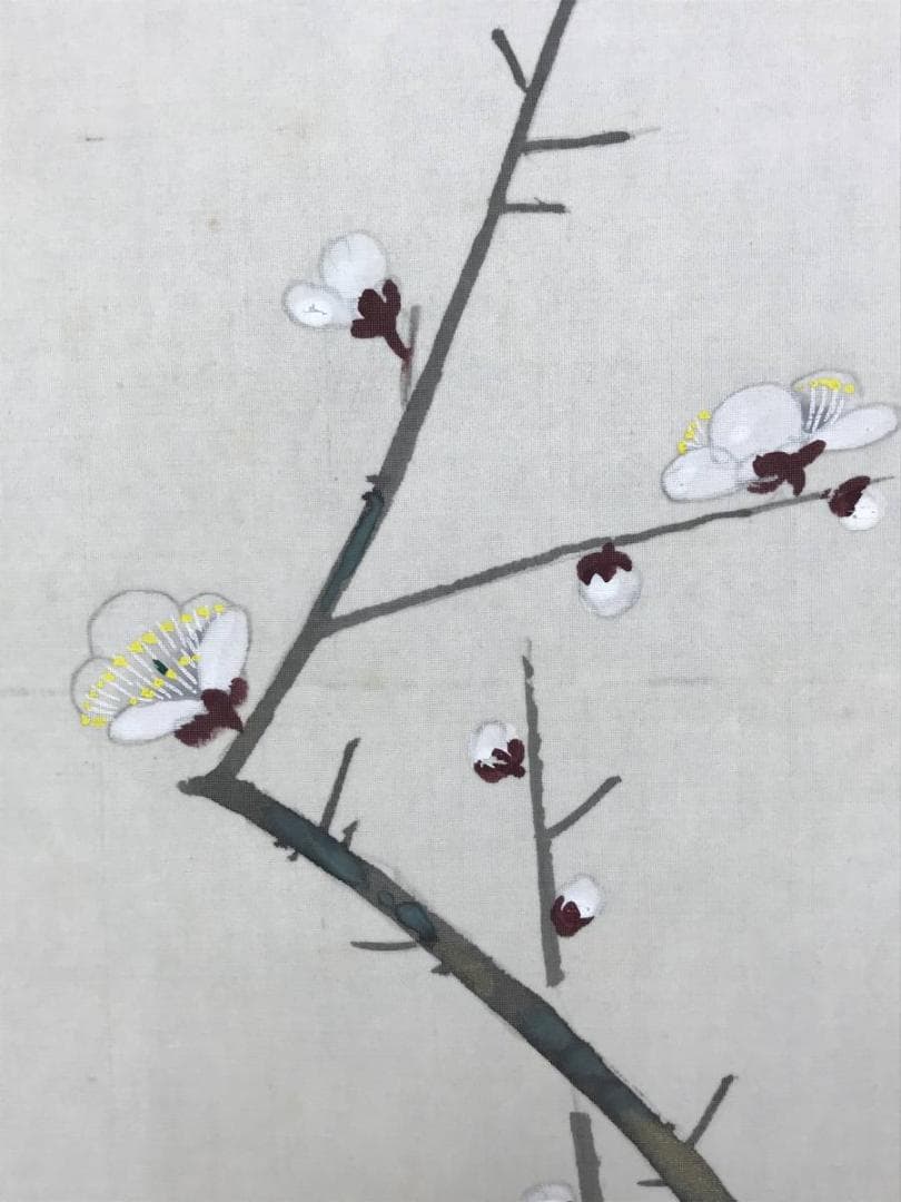 真作/郡賜泉/梅花鴬図/花鳥図/梅に鴬図/梅花小禽/掛軸☆宝船☆AE-272