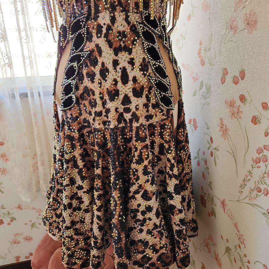 お値下げします！社交ダンス　ラテン　ＬからＬＬヒョウ柄 フレアダンスドレス