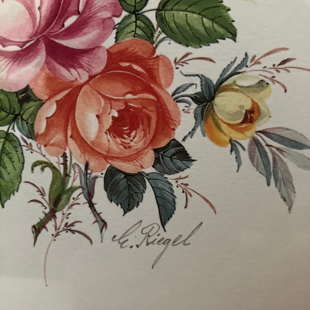 E.リゲル「バラの花束」直筆サイン 限定100部証明書付額装