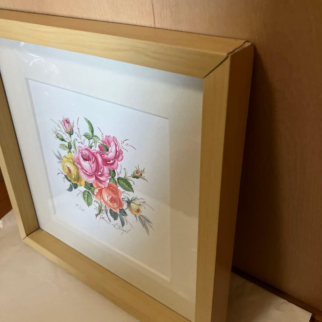 E.リゲル「バラの花束」直筆サイン 限定100部証明書付額装