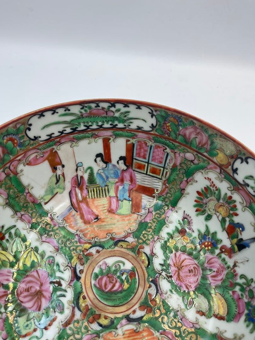 中国古美術　清時代 広彩 人物文 椀 開光人物 草花文 五彩 人物故事時代物