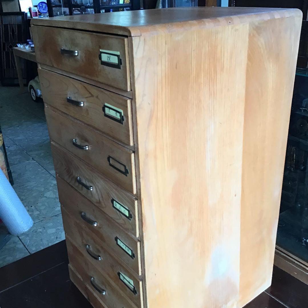 昭和レトロ　木製　 書類棚　ネームプレート　引き出し