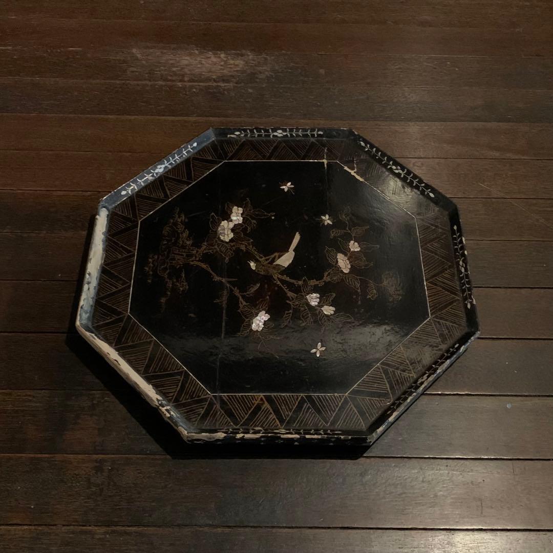 李朝 螺鈿 八角盆 朝鮮美術 古美術 古道具 アンティーク