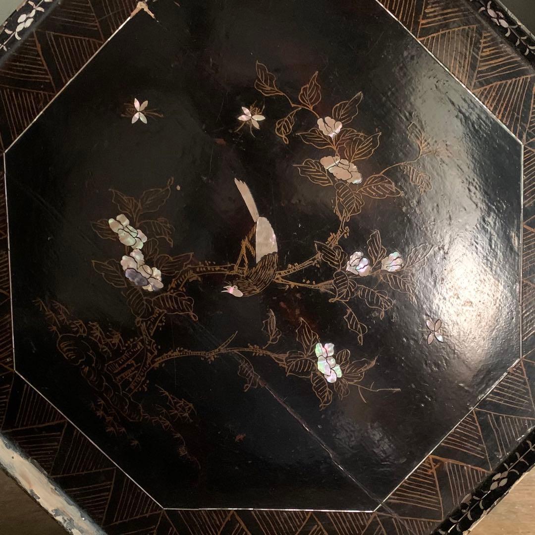 李朝 螺鈿 八角盆 朝鮮美術 古美術 古道具 アンティーク