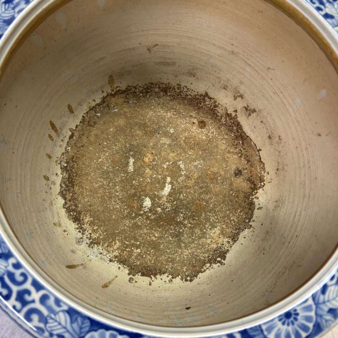 火鉢 染付 古民具 金魚鉢 メダカ鉢 伊万里 睡蓮鉢 アンティーク