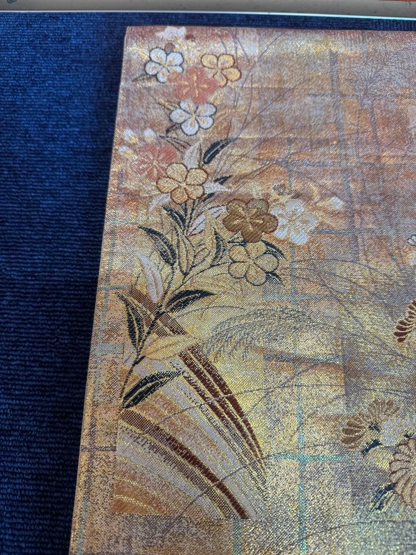 1925 袋帯 古代彫金紋  西陣織   金糸　高級上質上品　約440cm未使用