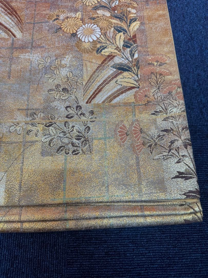 1925 袋帯 古代彫金紋  西陣織   金糸　高級上質上品　約440cm未使用