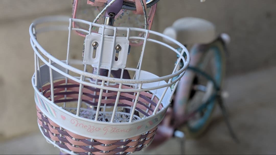 メゾピアノ 子供用自転車 18 パープルと水色と白とピンク