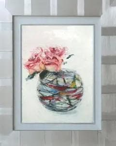 油絵 菅家令子 絵 絵画 インテリア F4-070102 花 バラ