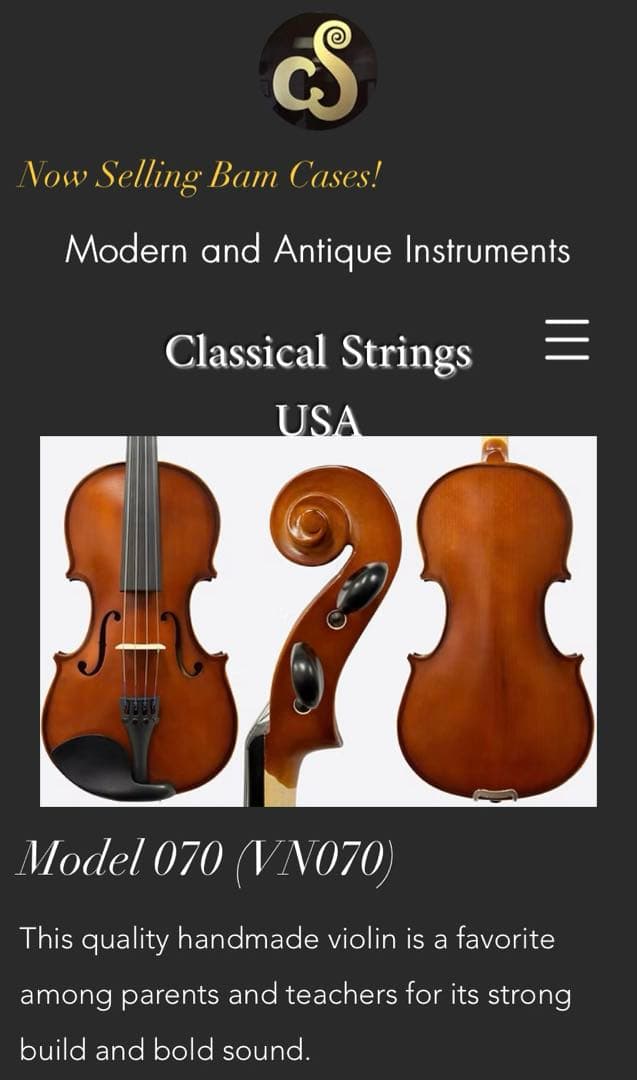 分数バイオリン 1/2 2006年製　Classical Strings USA