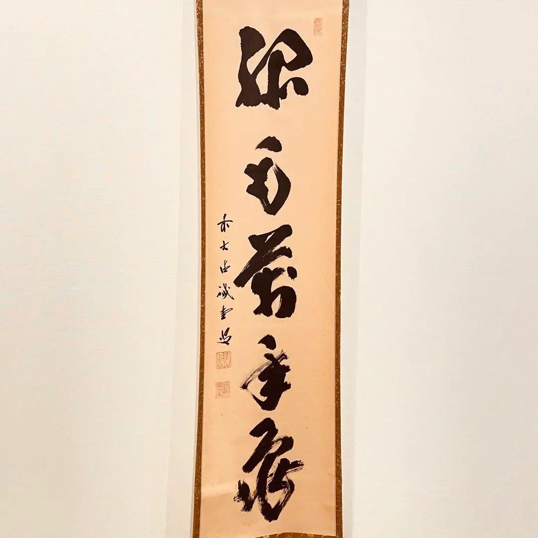 3028 藤井誡堂 「緑毛萬年亀」 共箱 肉筆 紙本 掛軸 臨済宗 大徳寺 禅語